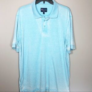 Charleston Threads Soft Blue Pink Knit Polo